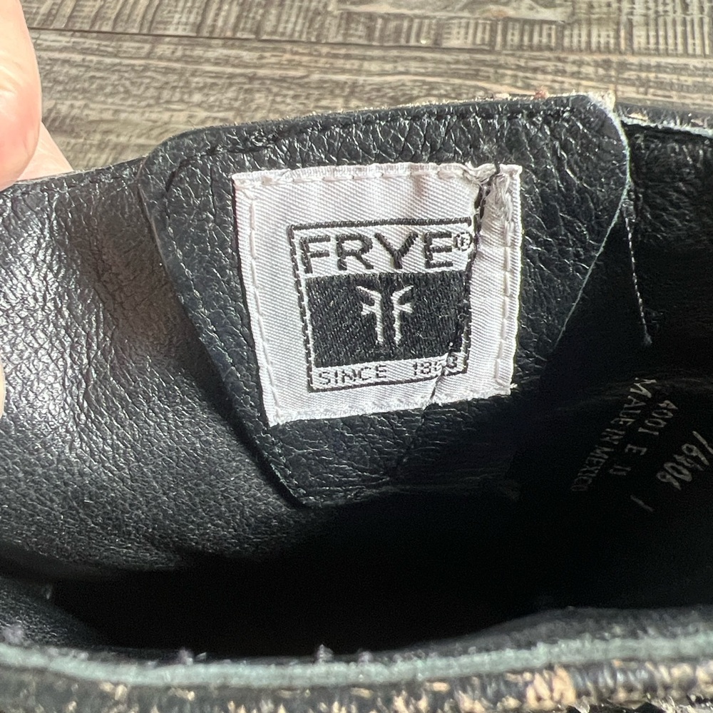 Frye Black Leather Boots with Silver Studs distressed some all over wear size 8 - Picture 7 of 16